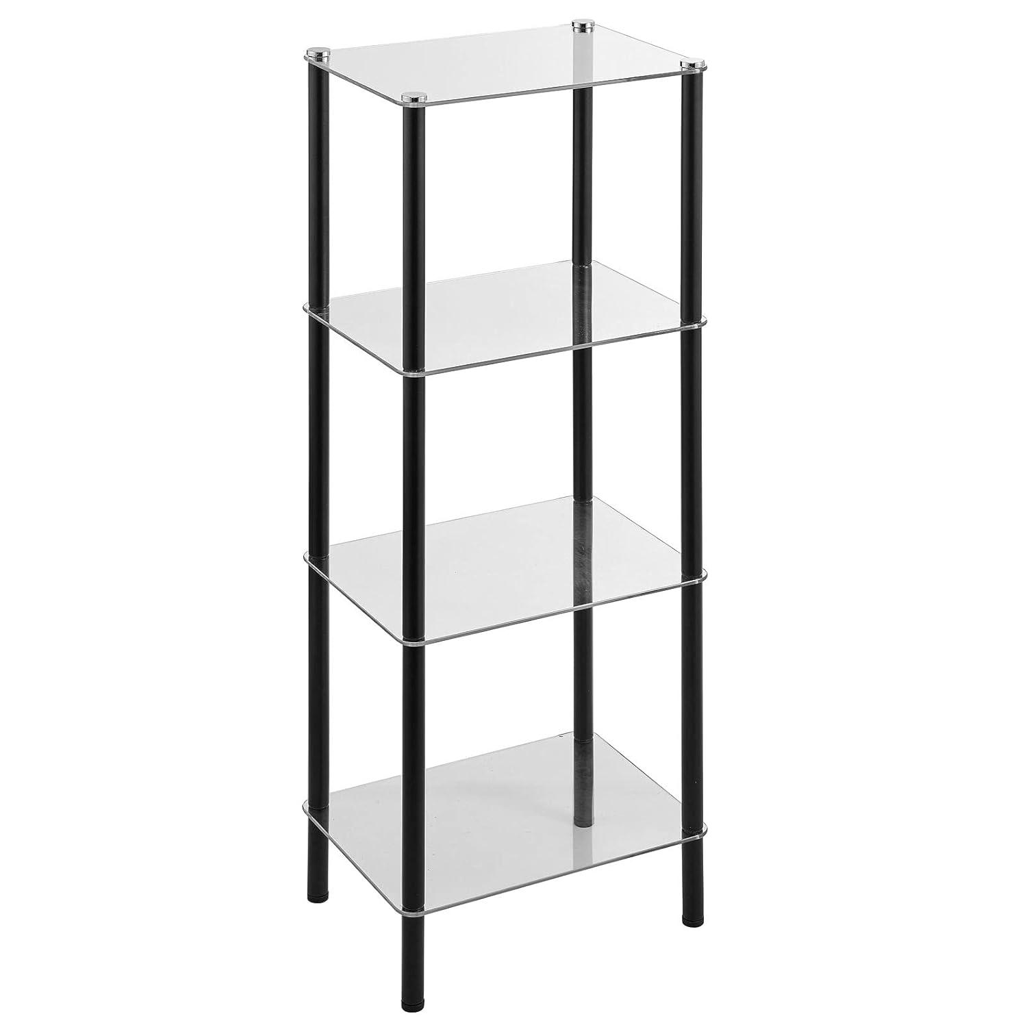 mDesign mDesign 4-Tier Glass/Metal Standing Shelf Organizer Display Unit