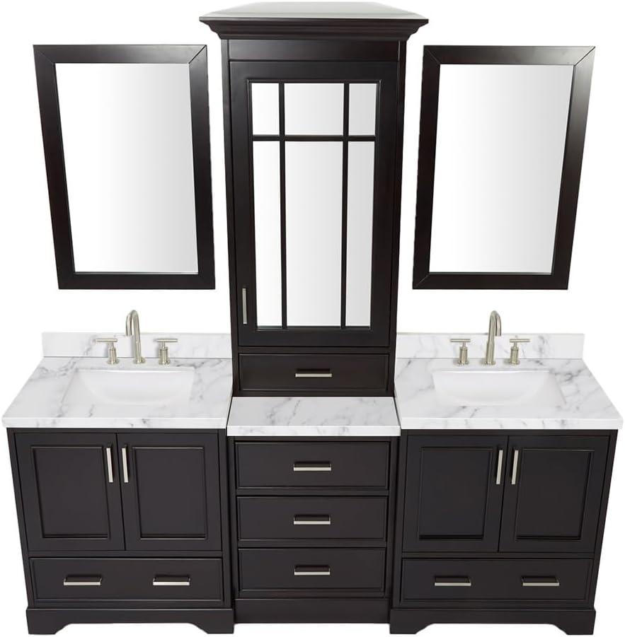 Ariel Stafford 85 in Double Sink Vanity Set in Espresso