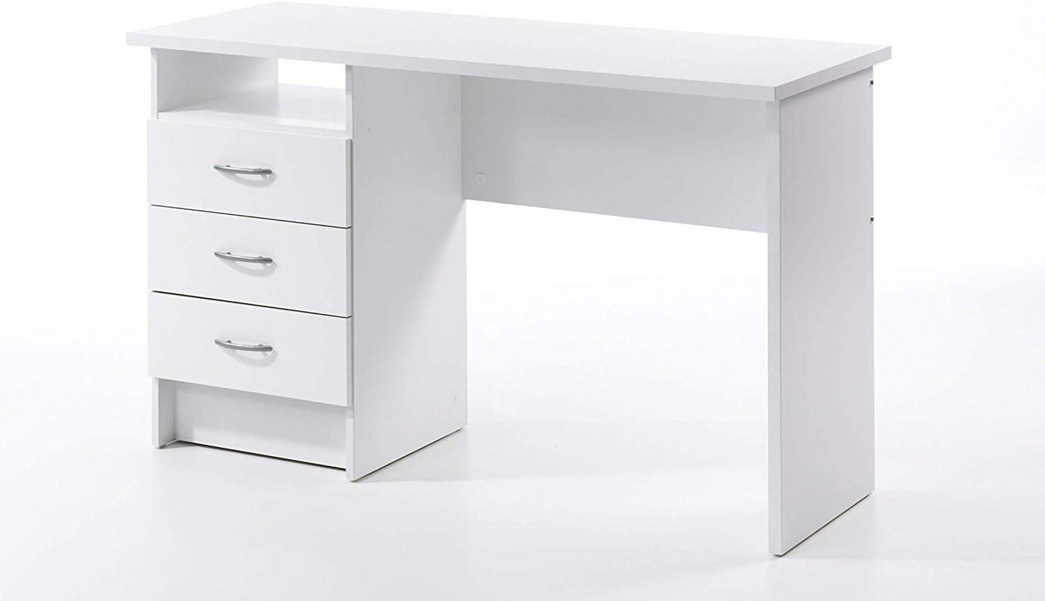 Tvilum Whitman 3 Drawer Office Desk with 1 Shelf for Adults, White