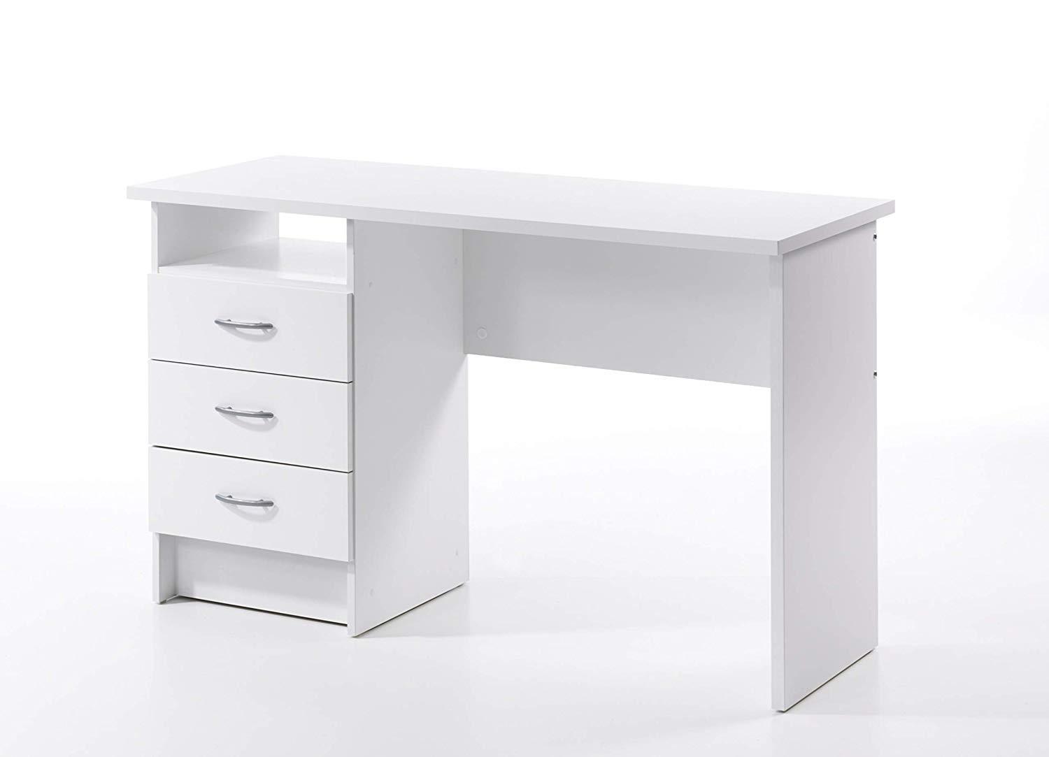 Tvilum Whitman 3 Drawer Office Desk with 1 Shelf for Adults, White