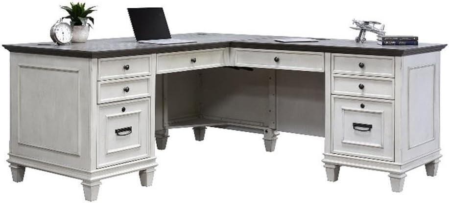 Hartford Wood L-Desk and Return Writing Table and return Office Desk White