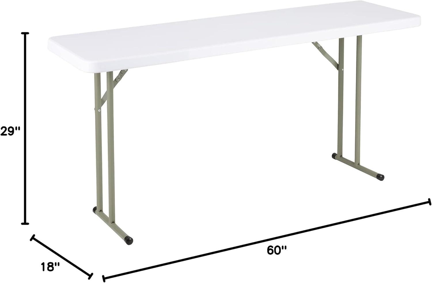Norwood Commercial Furniture 8 ft Multipurpose Indoor Outdoor Heavy Duty Portable Blow Molded Plastic Folding Training Seminar Table 18" W x 96" L White