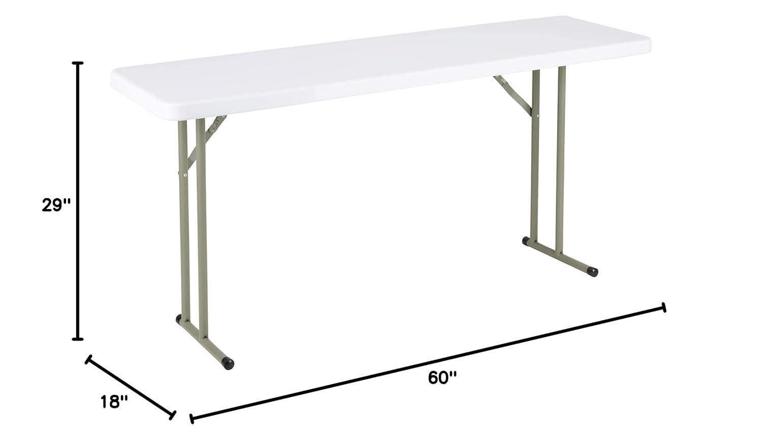 Norwood Commercial Furniture 8 ft Multipurpose Indoor Outdoor Heavy Duty Portable Blow Molded Plastic Folding Training Seminar Table 18" W x 96" L White