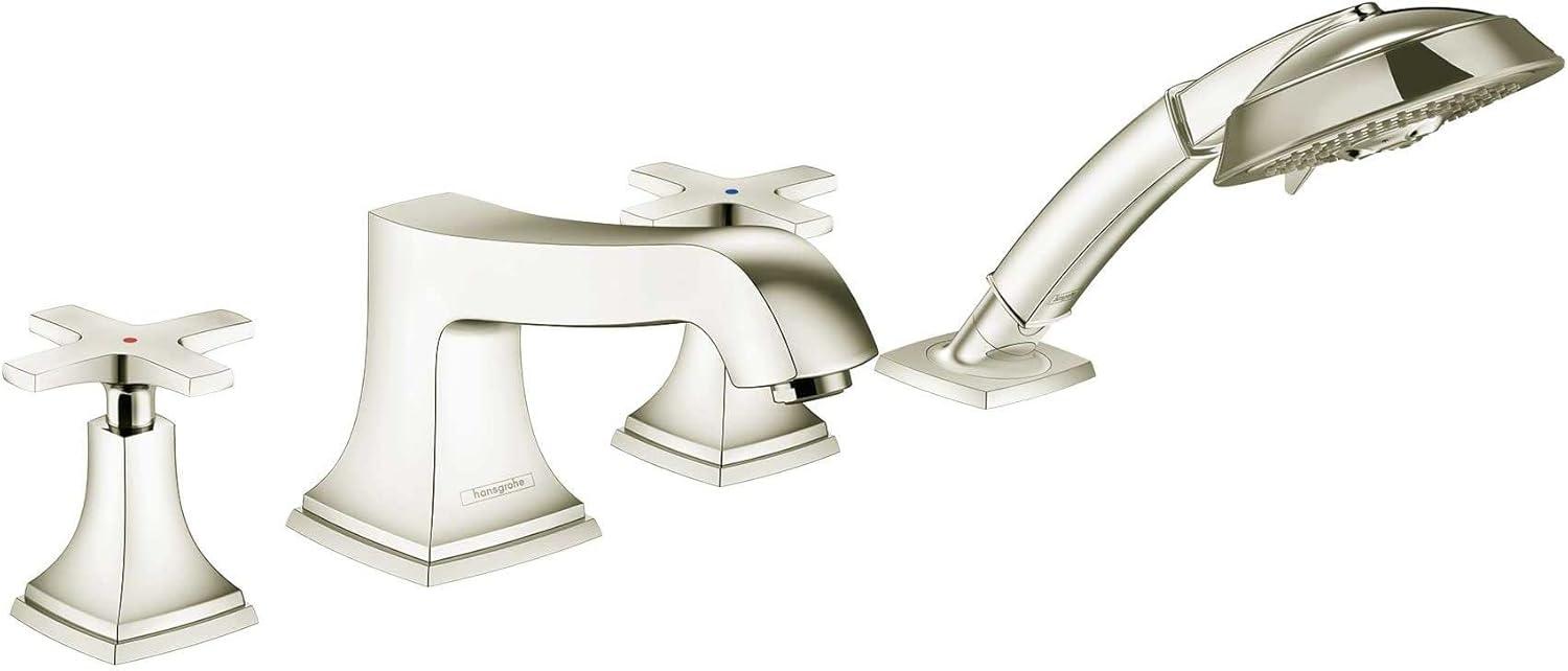 Modern Elegance Polished Nickel Widespread Deck Mounted Faucet