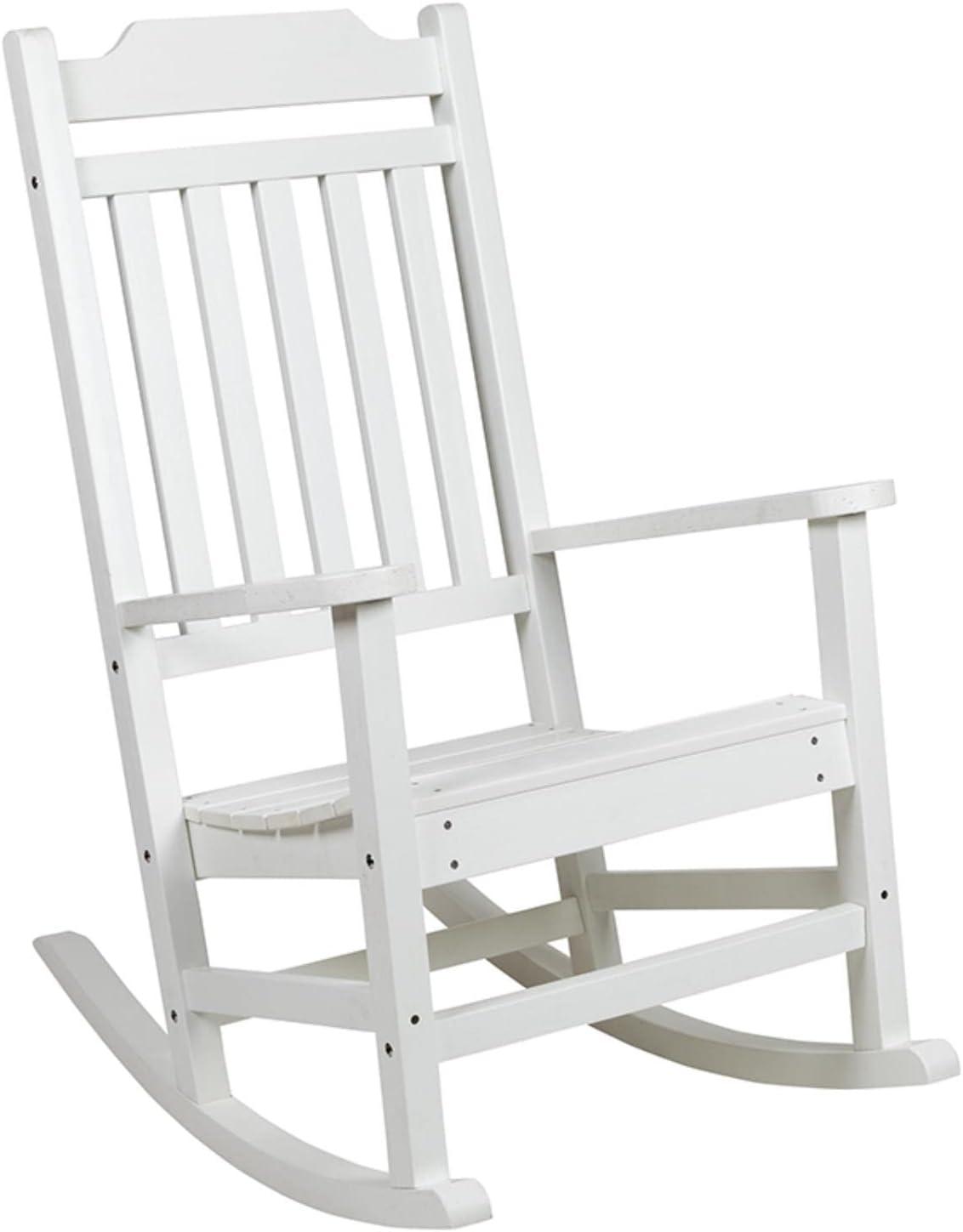 Winston White Poly Resin Wood Rocking Chair with Cushions