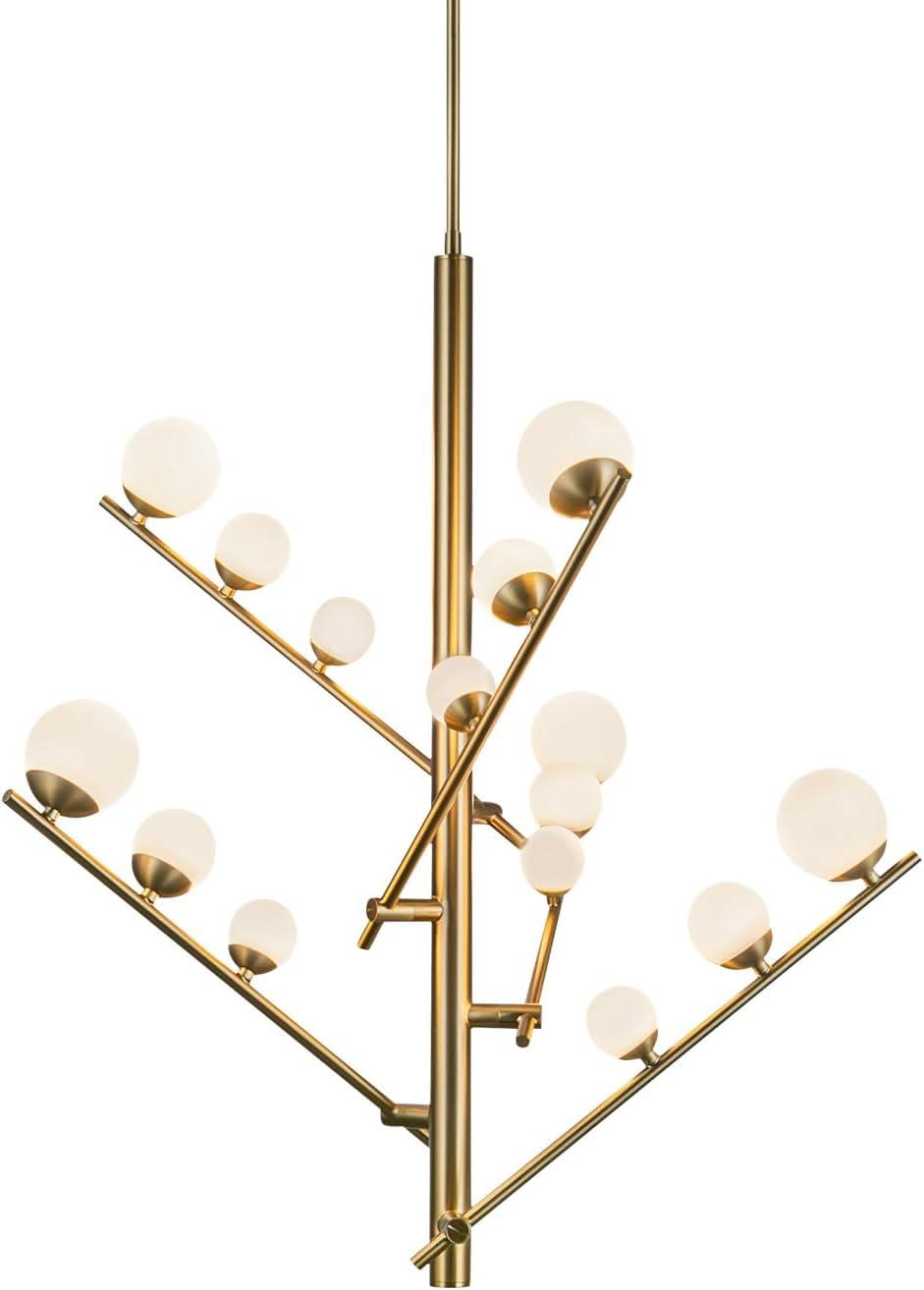 Juniper Mini Brushed Gold LED Chandelier with Opal Glass