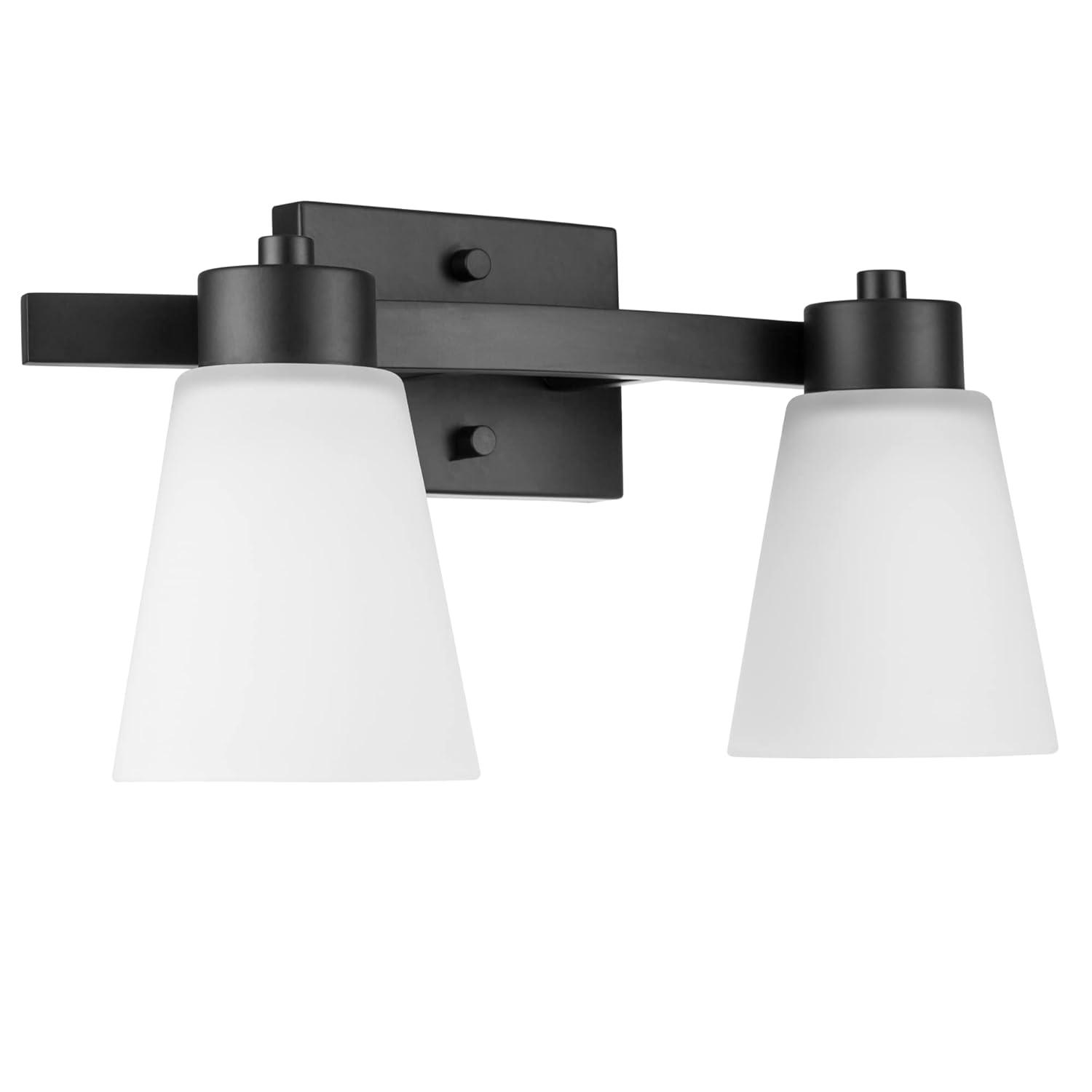 Prominence Home Fairendale 4-Light Matte Black Bathroom Vanity Light with Frosted Glass Shade