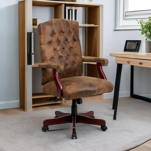 Flash Furniture Farmhouse High-Back Tufted Executive Swivel Office Chair with Arms