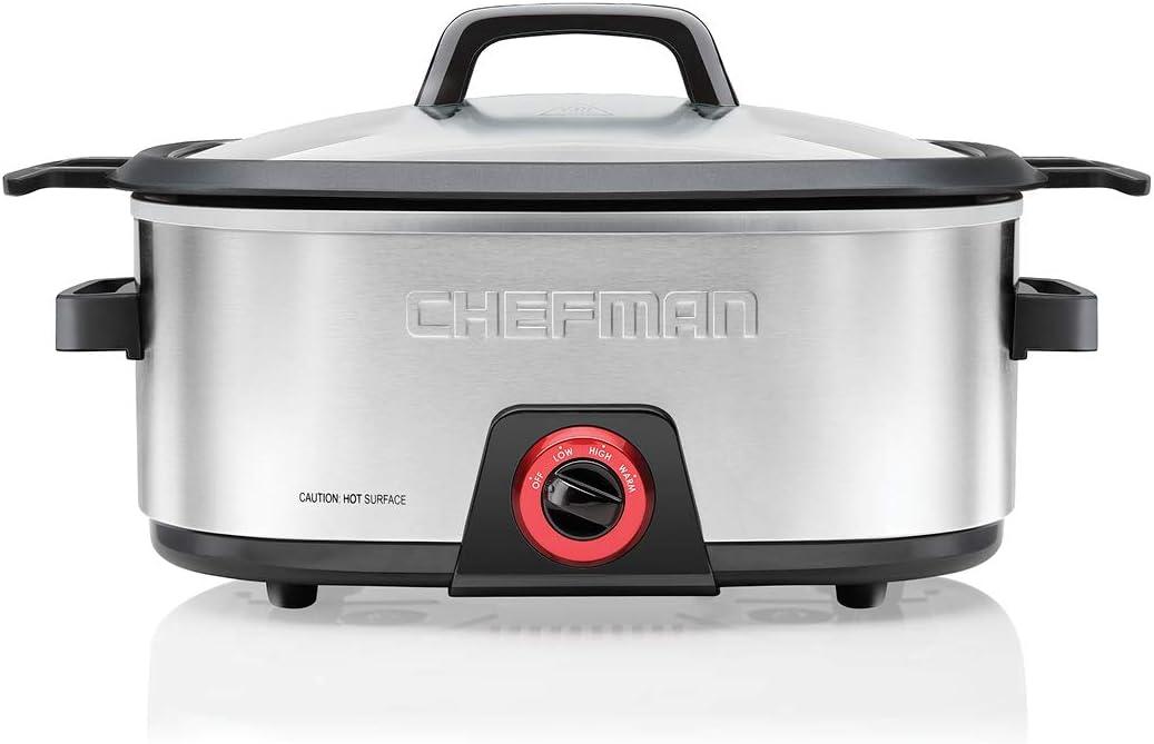 Chefman 6-Quart Stainless Steel Nonstick Slow Cooker