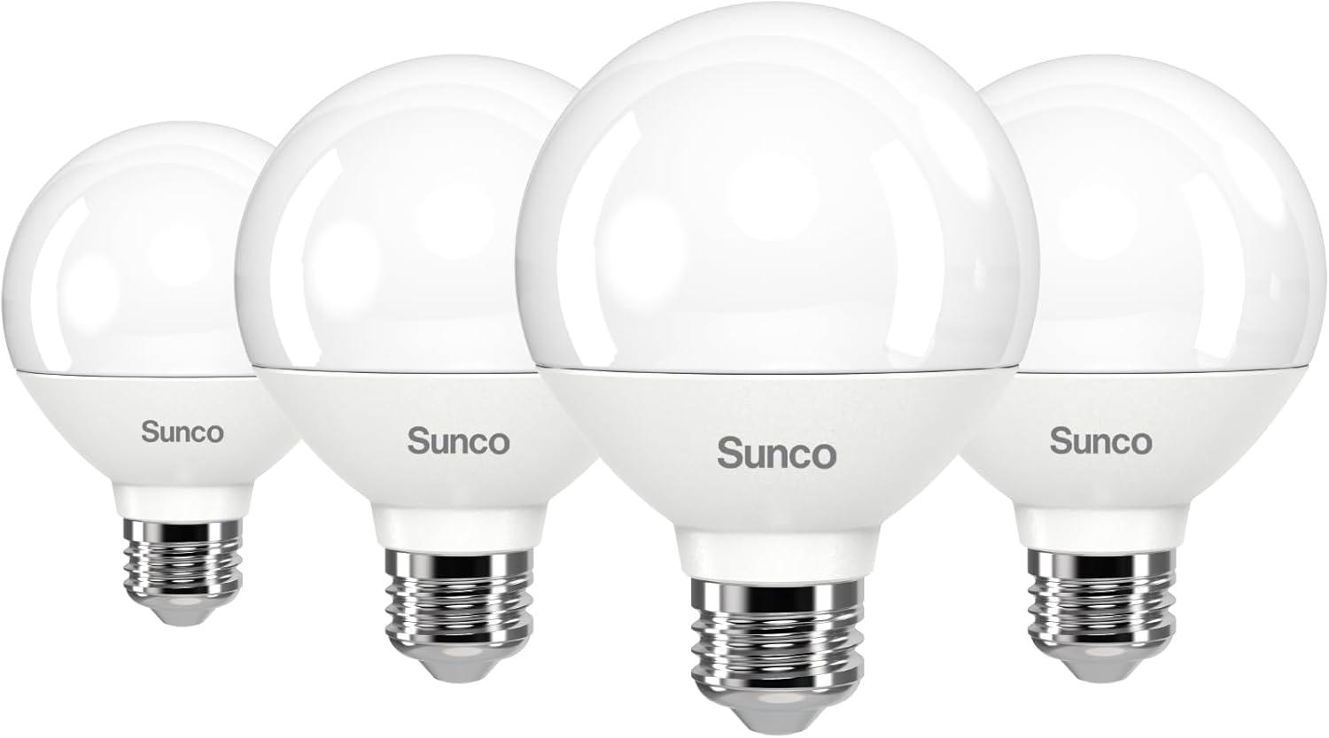 Sunco 4 Pack G25 LED Vanity Globe Light Bulbs, Frosted, Dimmable