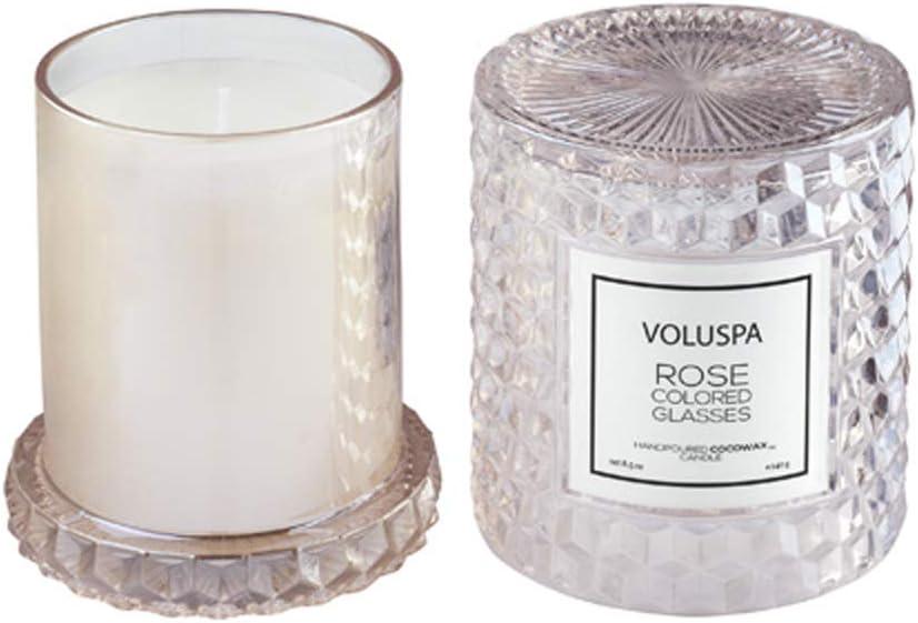 Rose Colored Glasses Textured Glass Candle, 8.5 oz