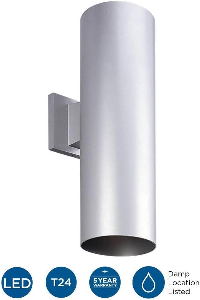 Progress Lighting, Cylinders Collection, 2-Light Wall Light, Metallic Gray, Aluminum, Antique Bronze Shade