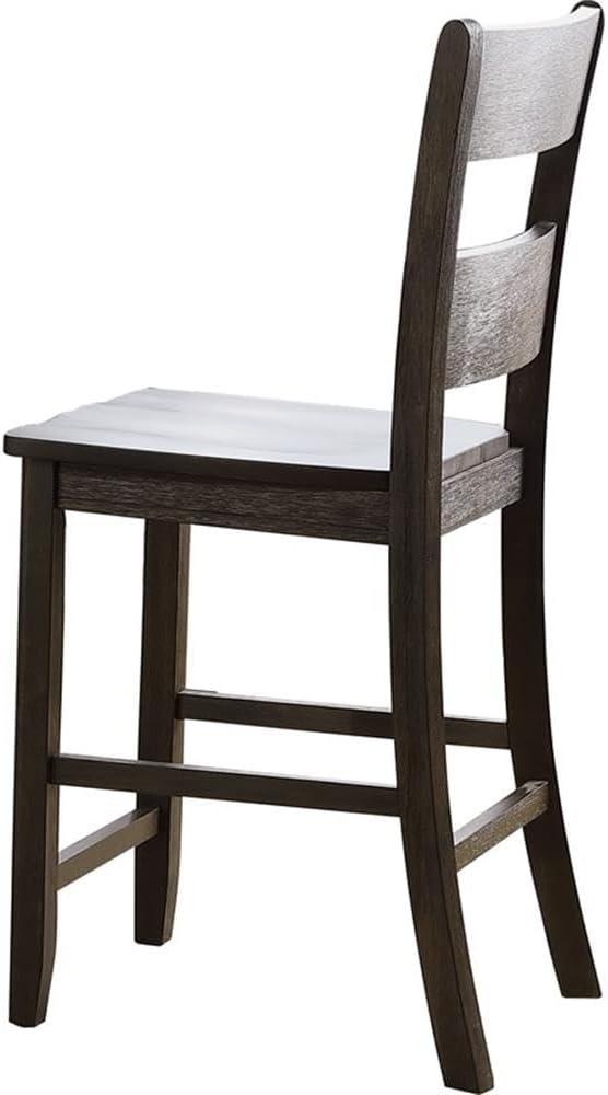 ACME Haddie Wood Counter Height Dining Chair in Distressed Walnut (Set of 2)