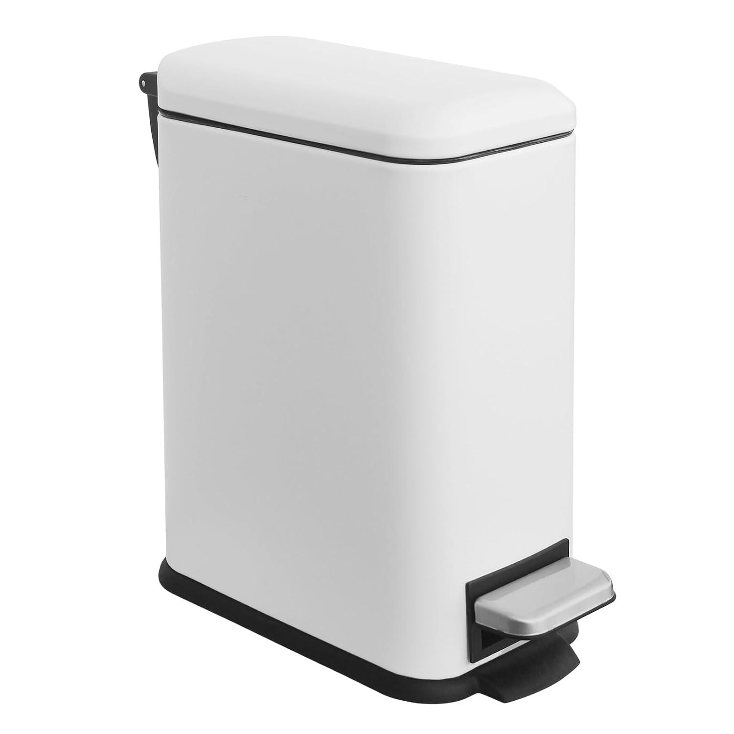 FDW Bathroom Trash Can With A Lid 1.3 Gallon  (5 L) Small Trash Bin Step Pedal Garbage Can With Removable Bucket Slim For Small Spaces For Bathroom,Bedroom,Kitchen,Office