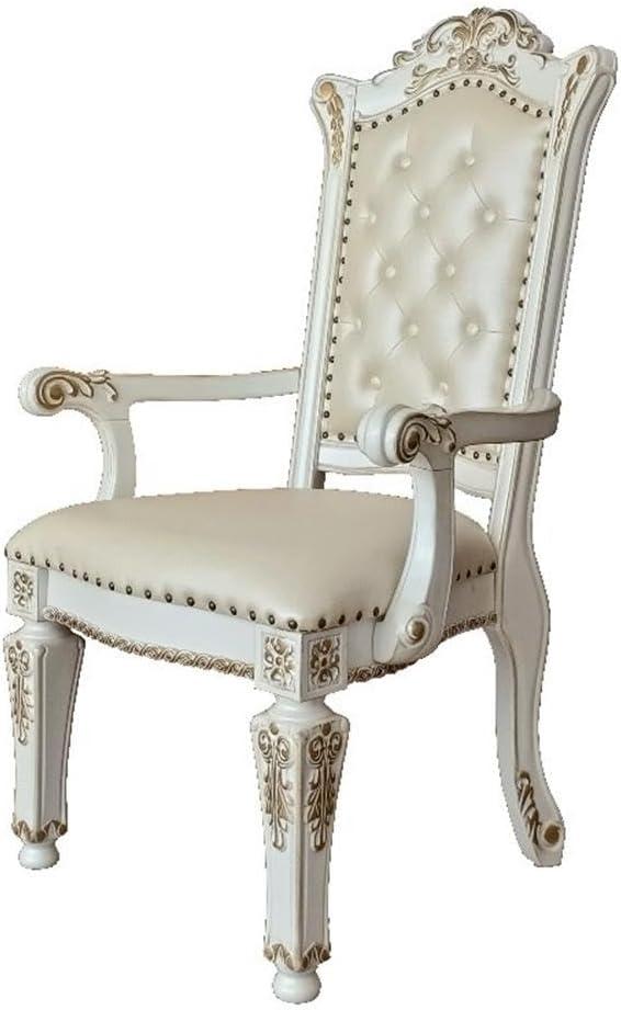 Vendome 27" Dining Chairs Antique Pearl - Acme Furniture: Upholstered, Nailhead Trim, No Assembly Required