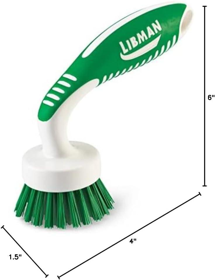 Libman Curved Kitchen Brush Set - Multifunctional Cleaning Scrub Brushes for Dishes, Pots, Pans, Glasses - Dish Washing for Tough Scrubbing - 3 Pack