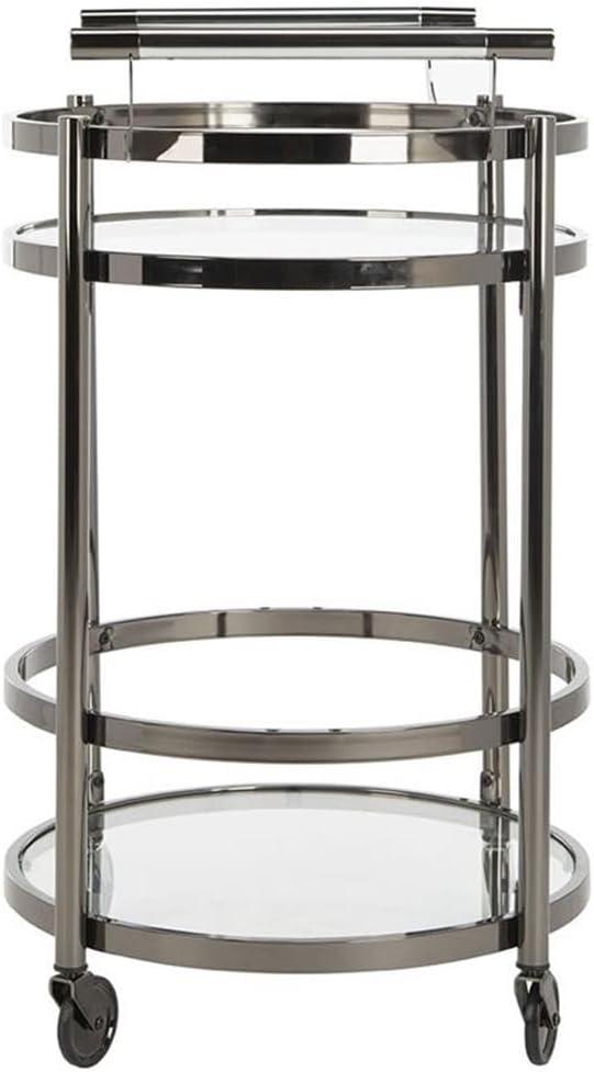 Sienna 2 Tier Round Bar Cart - BCT8001B - Gold/Glass - Safavieh