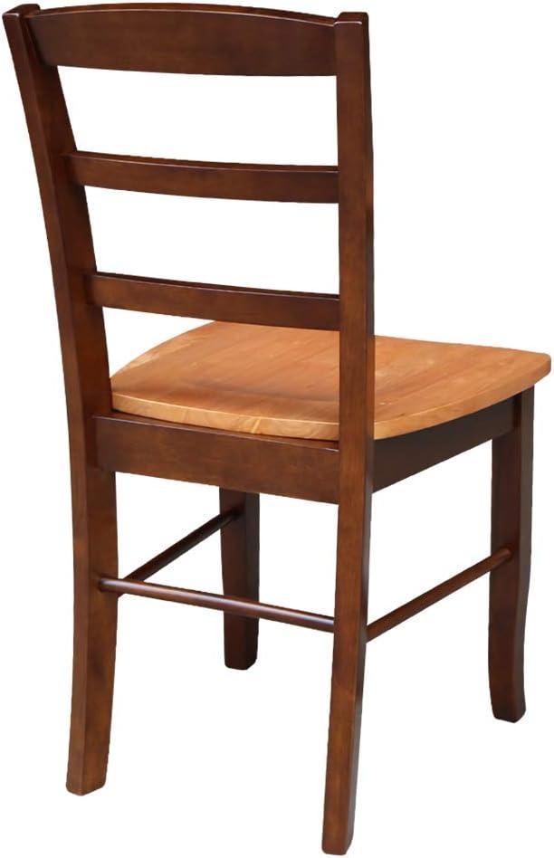 International Concepts Set of 2 Madrid Ladderback Chairs Cinnamon/Espresso: Hardwood Frame, Spot Clean, No Arms