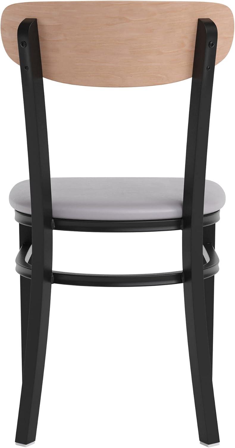 Flash Furniture Wright Commercial Grade Dining Chair with 500 LB. Capacity Steel Frame, Solid Wood Seat, and Boomerang Back