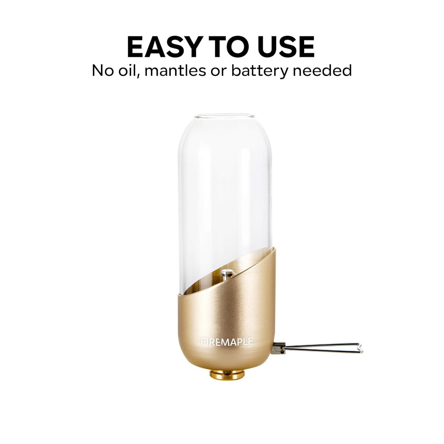 Fire-Maple Orange Camping Lantern Glass, Steel & Aluminum | Propane or Isobutane Fuel Canister Beautiful Lights | NO Mantles Needed | Propane Lanterns for Camping, Emergency Essential