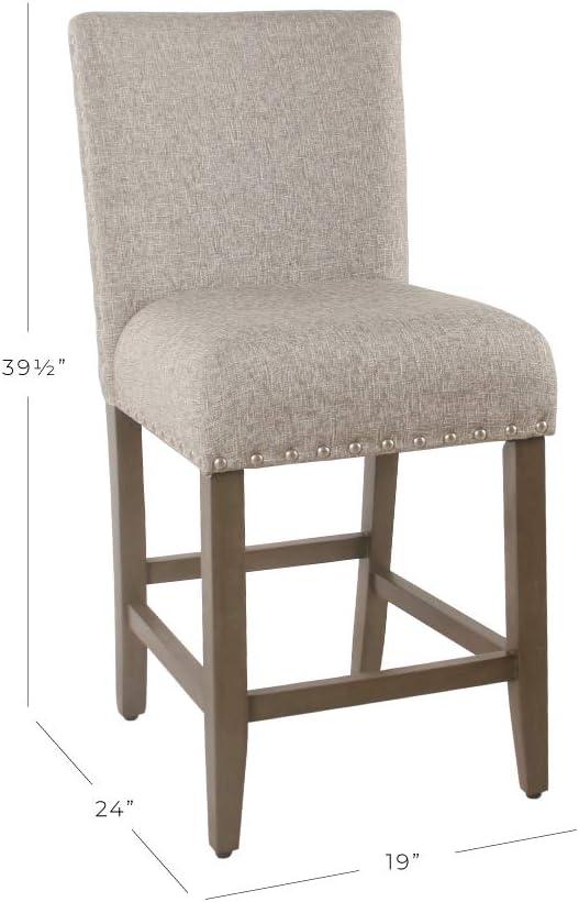 Sterling Gray 24" Upholstered Wood and Acrylic Counter Stool with Nailhead Trim