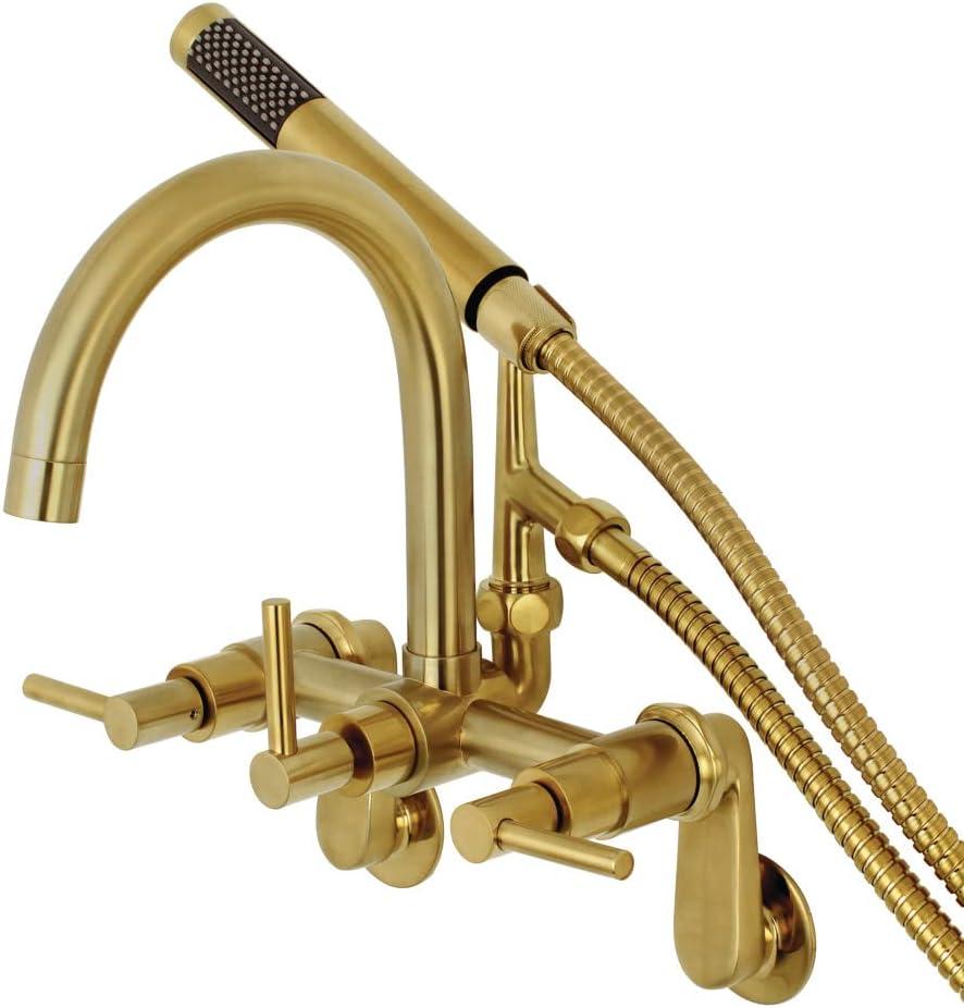 Kingston Brass AE8157DL Kingston Brass Concord Three-Handle 2-Hole Tub Wall Mount Clawfoot Tub Faucet with Hand Shower