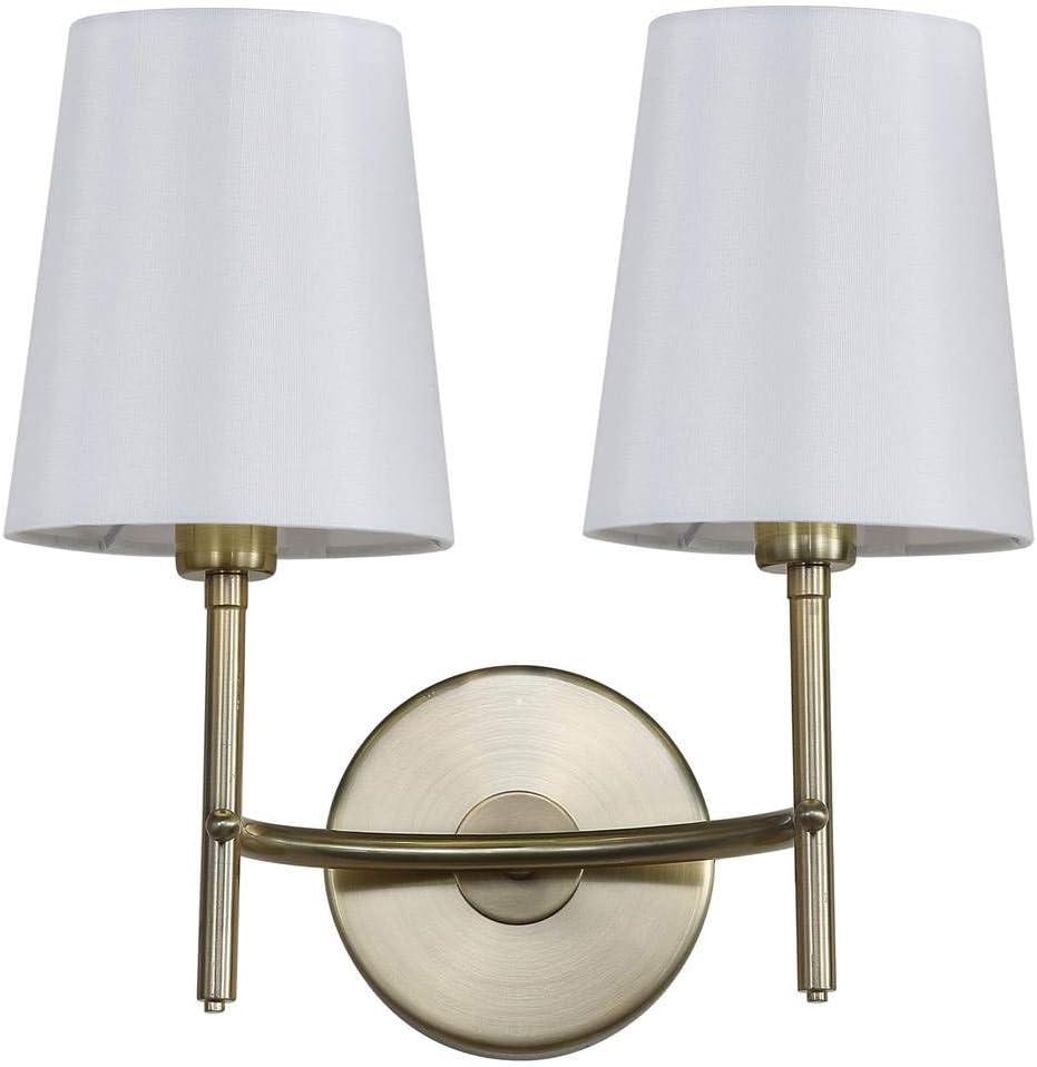 Barrett Two Light Wall Sconce - Brass/White Shade - Safavieh