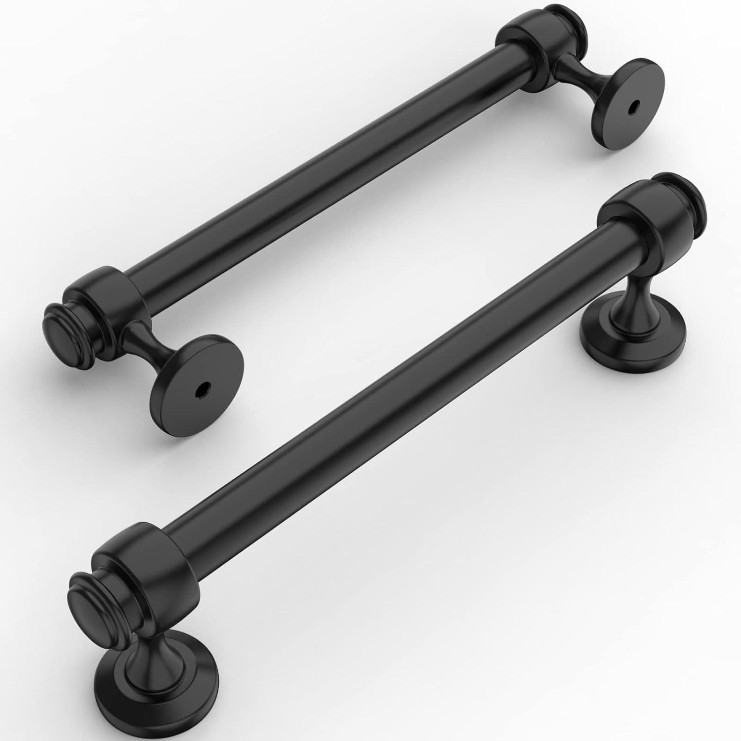 Matte Black Zinc Modern Cabinet Bar Pulls with Mounting Hardware