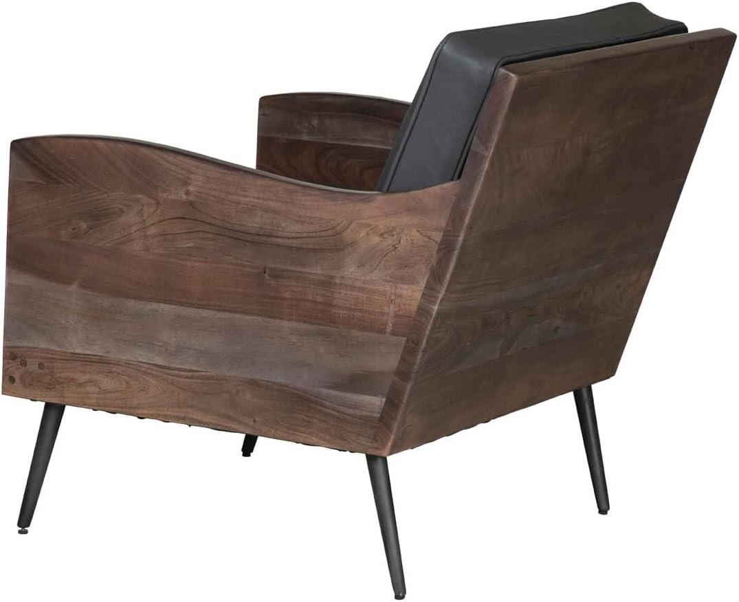 Jofran Karma Genuine Leather Solid Acacia Rustic Accent Chair