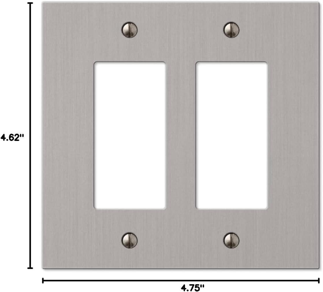 Brushed Nickel Double Rocker Cast Metal Wall Plate