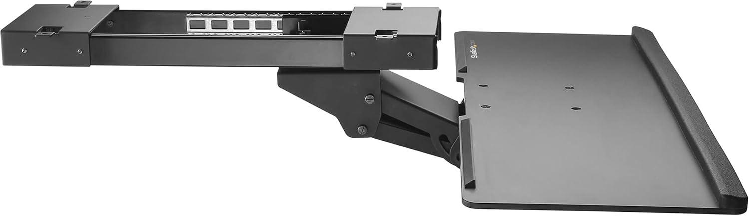 Adjustable Black Steel and Plastic Under-Desk Keyboard Tray