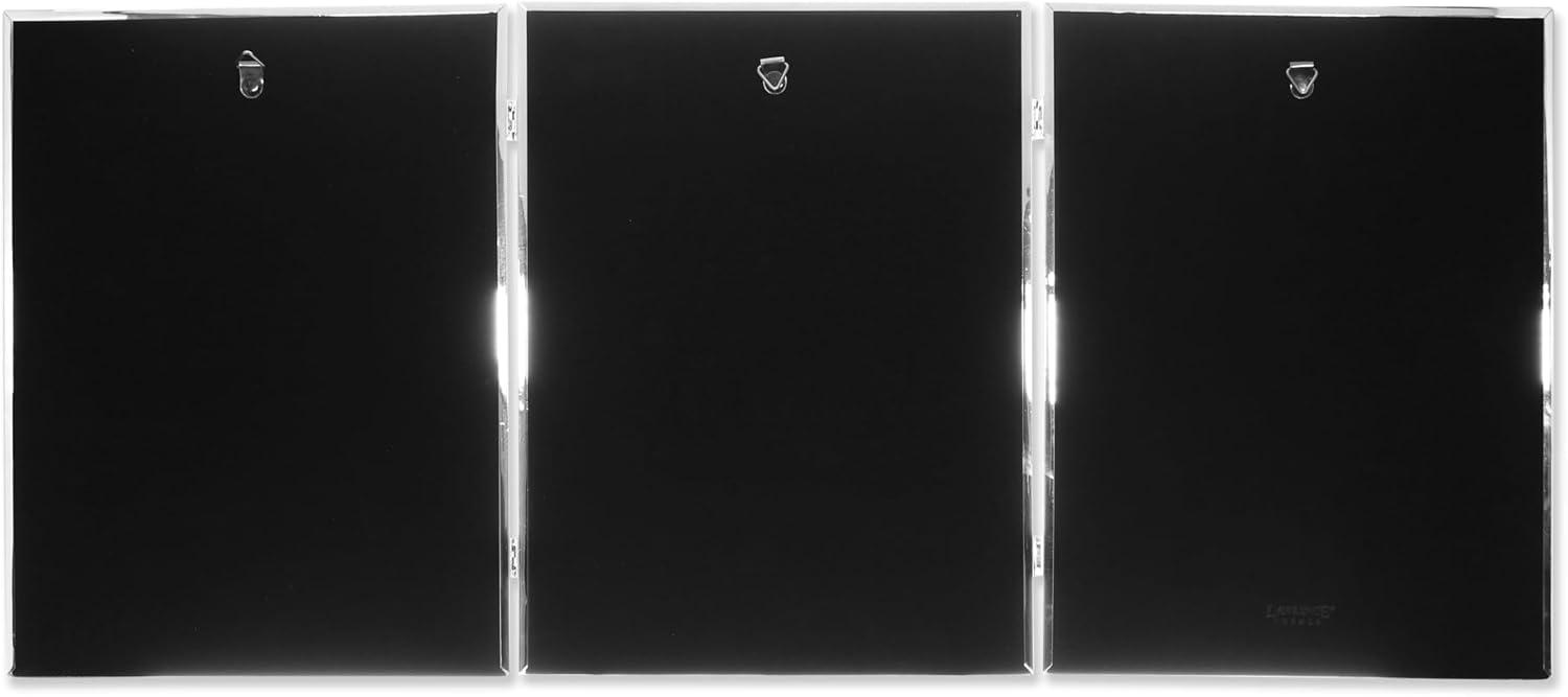 Lawrence Frames Silver Plated Double Bead 8x10 Hinged Triple Picture Frame