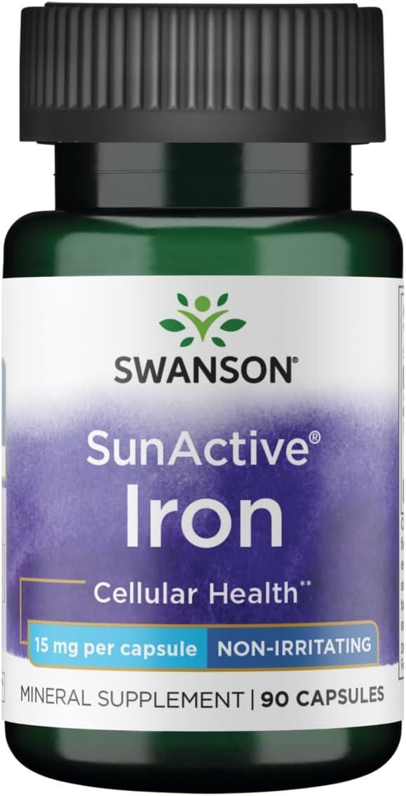 Swanson Sunactive Non-Irritating Iron 15 mg 90 Capsules