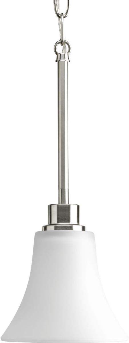 Progress Lighting Joy 1-Light Mini-Pendant, Brushed Nickel, Fluted Glass