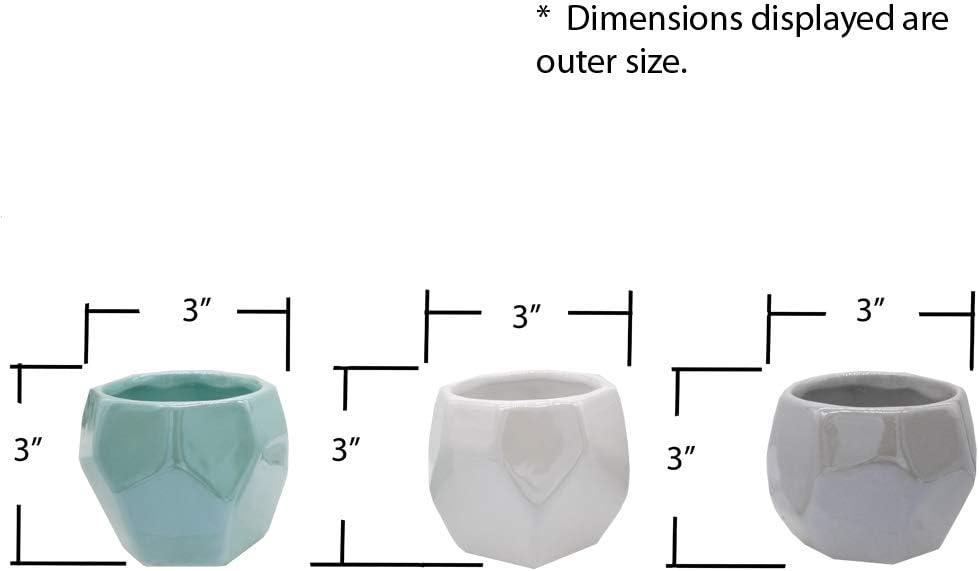 Admired By Nature Set of 3 Modern Ceramic Flower Pot Planters for Houseplants - Indoor Small Pots for Succulents and Fake Plants