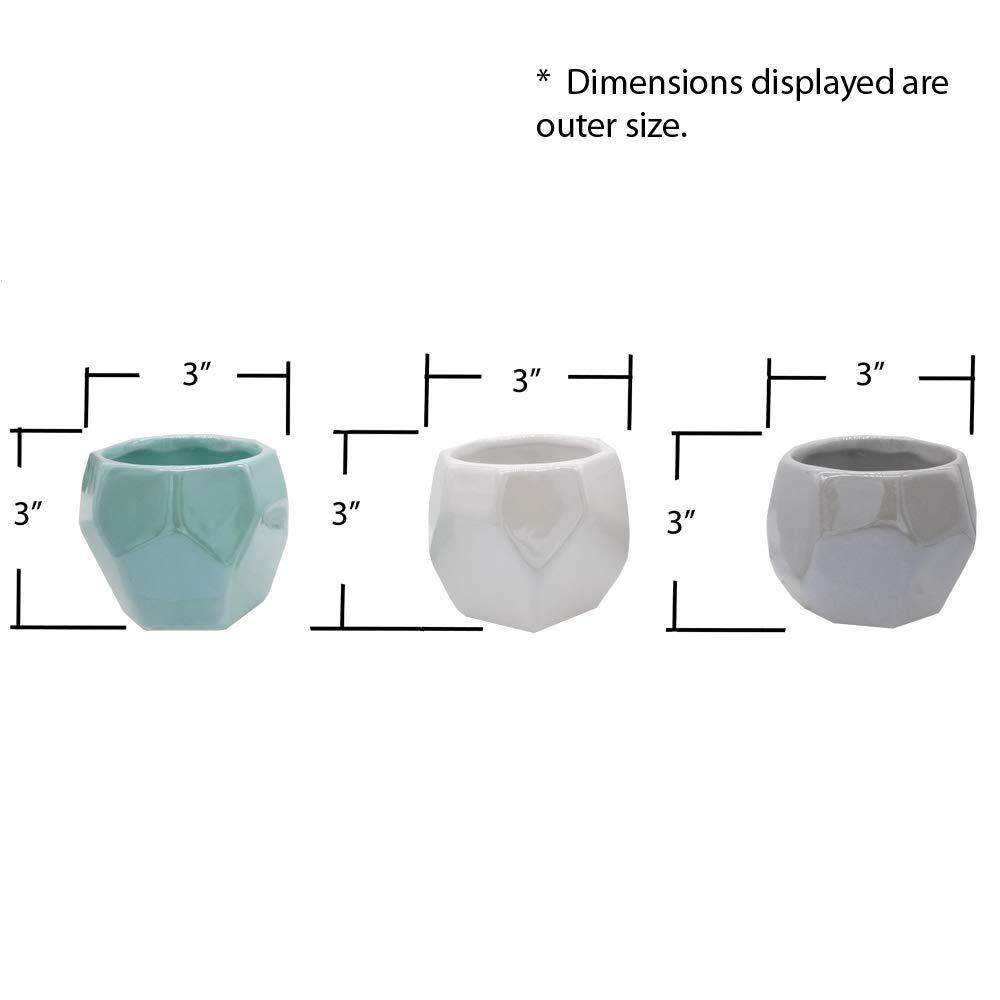 Admired By Nature Set of 3 Modern Ceramic Flower Pot Planters for Houseplants - Indoor Small Pots for Succulents and Fake Plants
