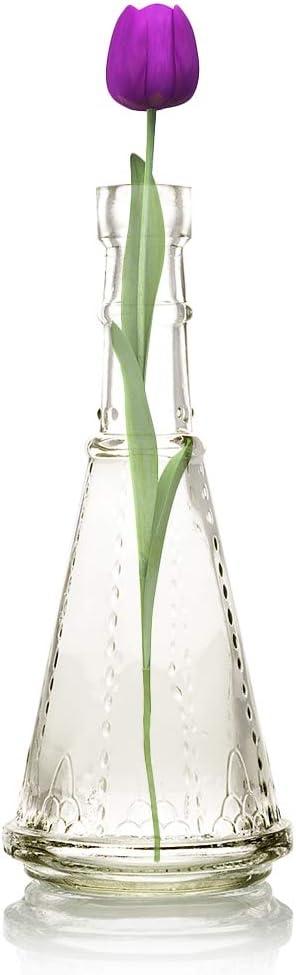 PaperLanternStore.com Marguerite Turquoise Vintage Glass Bottle Glassware Flower Vase