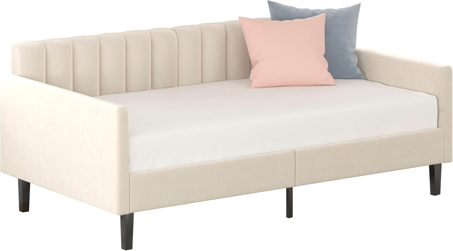 Modern Boucle Upholstered Twin Size Daybed with Drawers, Ivory