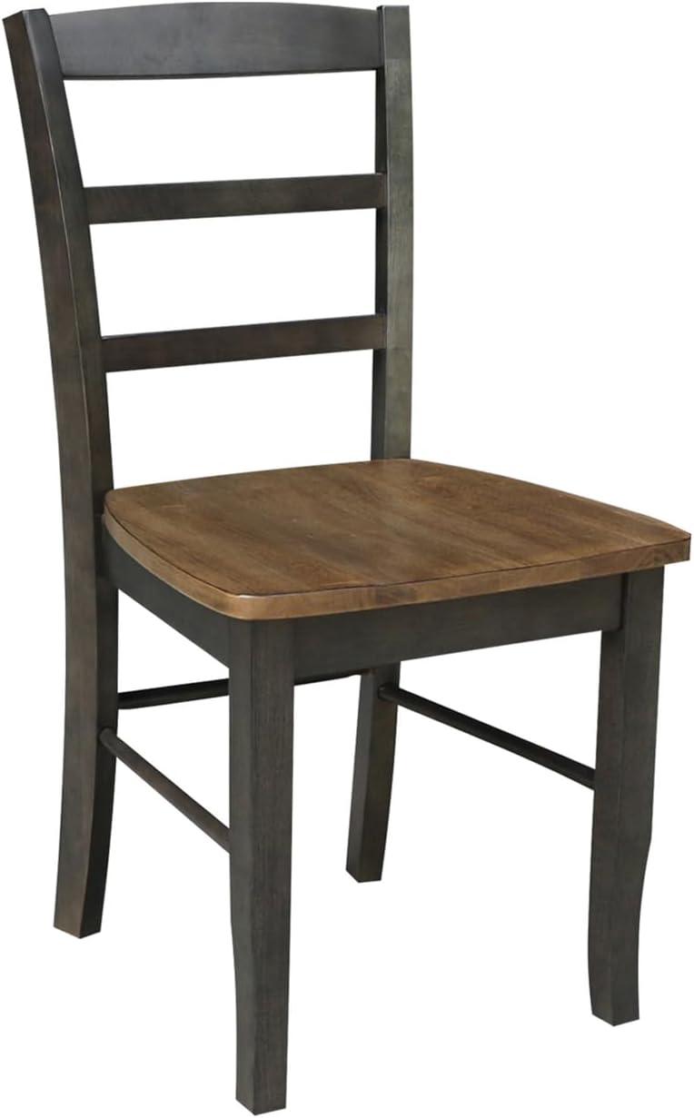 Set of 2 Hickory Washed Coal High Ladderback Side Chairs