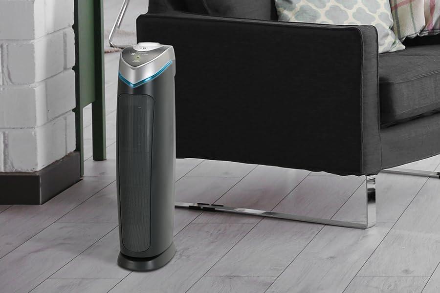 GermGuardian 915 Sq. ft. HEPA Pure Tower Air Purifier with UV-C, Gray, AC5000E