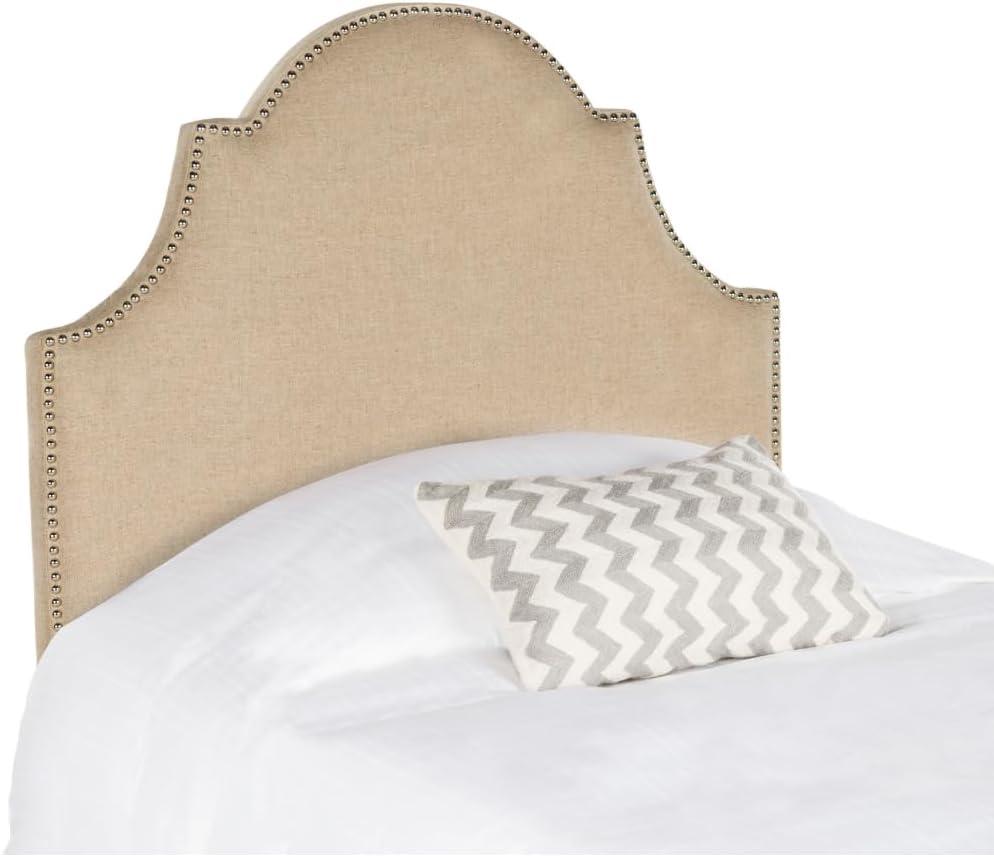 SAFAVIEH Hallmar Classic Elegant Upholstered Headboard, Twin, Hemp/Silver Nails