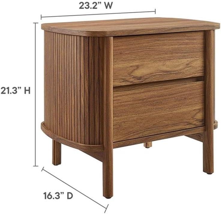 Cadence Walnut 2-Drawer Fluted Nightstand