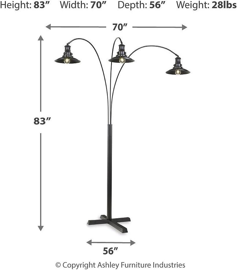 Signature Design by Ashley Sheriel Industrial Metal Arc Floor Lamp with Adjustable Neck, Black