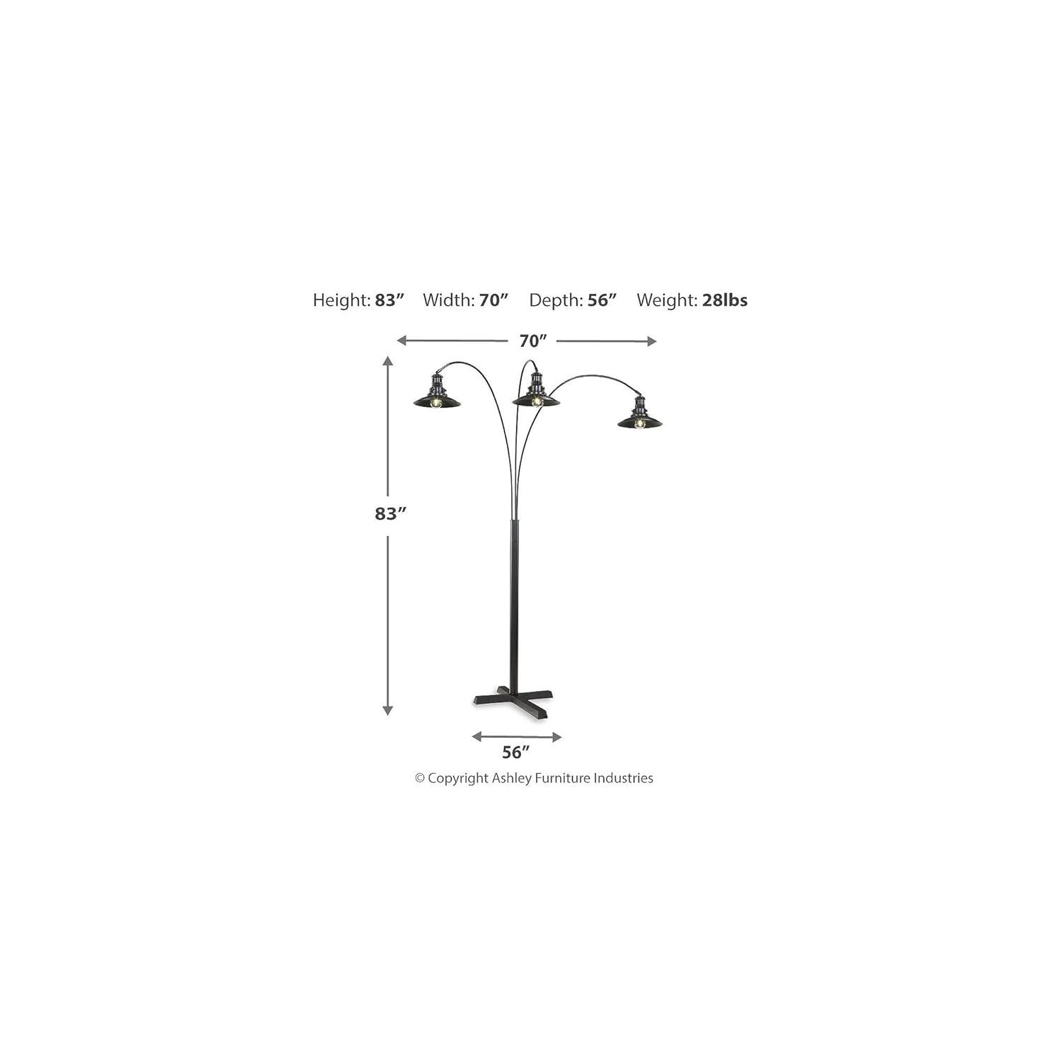 Signature Design by Ashley Sheriel Industrial Metal Arc Floor Lamp with Adjustable Neck, Black