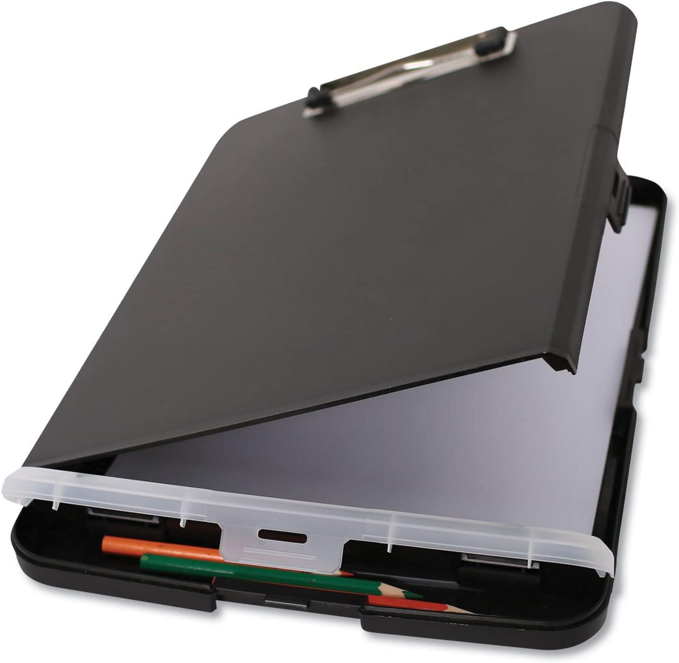 Universal Storage Clipboard with Pen Compartment, 0.5" Clip Capacity, Holds 8.5 x 11 Sheets, Black