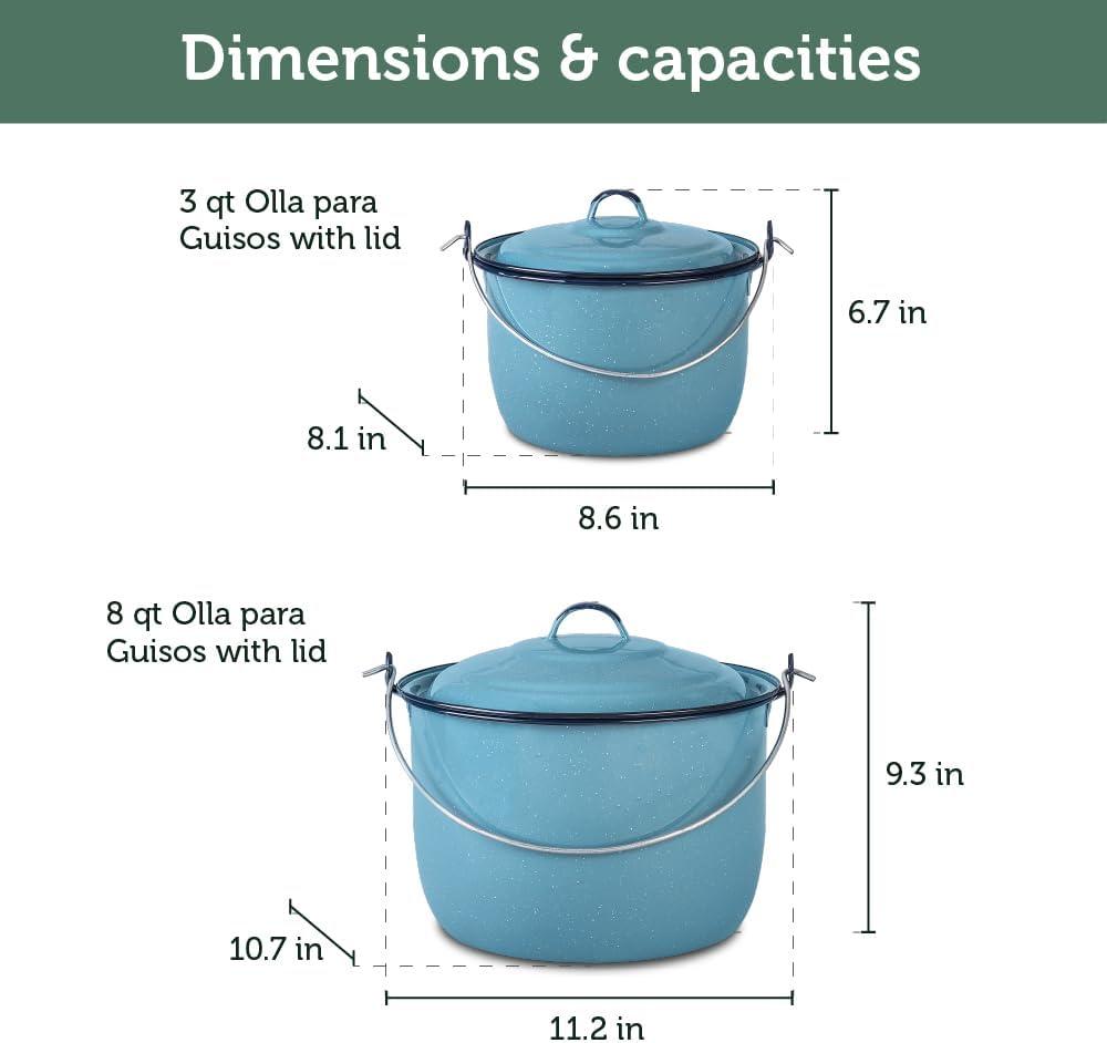 Cinsa 14-Piece Enameled Steel Cookware Set, Turquoise Blue