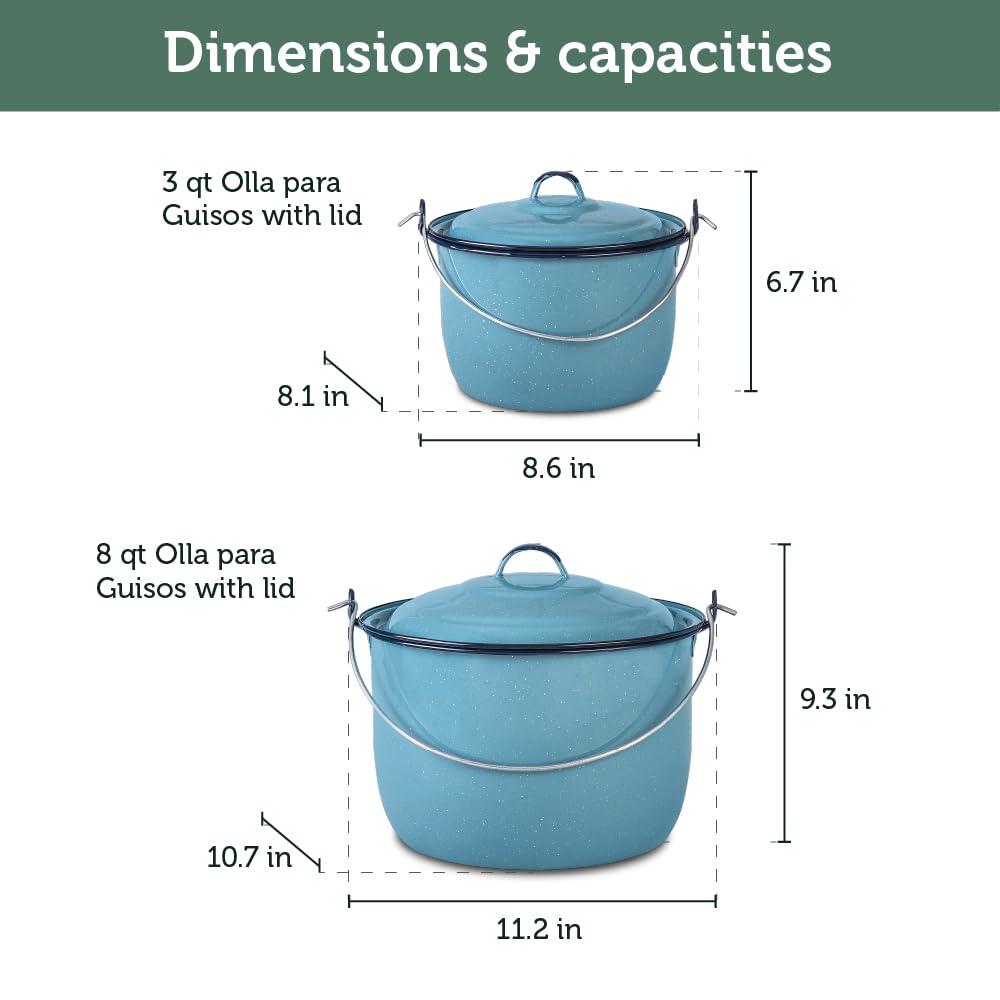 Cinsa 14-Piece Enameled Steel Cookware Set, Turquoise Blue