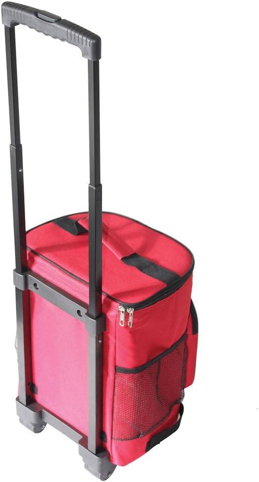 dbest products Ultra Compact Cooler Smart Cart, Insulated Collapsible Rolling Tailgate BBQ Beach Summer - Red