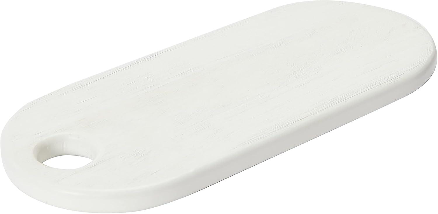 Creative Co-Op Acacia Wood Cheese/ Serving Board, Textured White