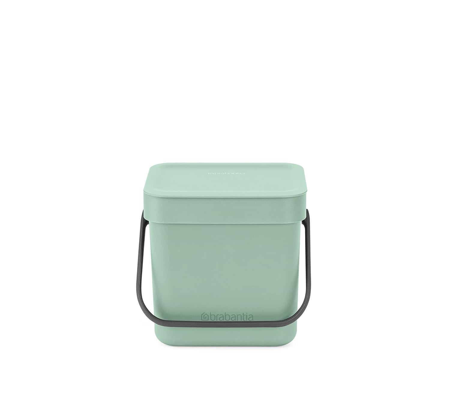 Jade Green Plastic Kitchen Compost Bin with Handle